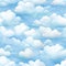 Ai rendered seamless repeat pattern of a blue sky with clouds.