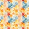 AI rendered seamless repeat pattern of honeycomb design in colourful watercolour