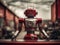 AI robot android. Old rusting vintage robot of red color. AI generated