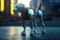 Ai, robotic dog walking. Generative Ai