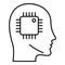 Ai smart processor head icon, outline style