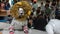 An Aibo in lion costume in Aibo Gathering taking place in Sony Showroom in Tokyo