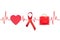 AID red ribbon, condom and heart on medical lifeline on a white background