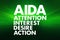 AIDA - Attention Interest Desire Action acronym, concept background