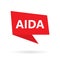 AIDA Attention Interest Desire Action acronym on a speach bubble