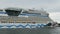 Aida mar cruise ship and historical sailing boats and schooner sailing at Rostock Harbor at Warnemuende during Hanse Sail