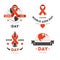 Aids day isolated icons red stripe or loop charity