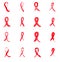 AIDS, HIV red ribbon set. Grunge ribbons set. World AIDS Day. Vector illustration