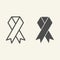 AIDS tape line and solid icon. HIV awareness strip outline style pictogram on white background. World Aids Day sign for