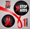 Aids world day - vector badges.
