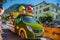 Aigle, Valais Canton, Switzerland -10.07.2022: Passage of an advertising car of Tourtel Twist in the caravan of the Tour de France