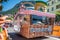 Aigle, Vaud Canton, Switzerland -10.07.2022: Passage of an advertising car of E.Leclerc in the caravan of the Tour of France