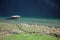 Aiguebelette lake and wooden pontoon, Savoy, France