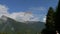 Aiguille de Criou mountain peak from Samoens town in France. Parapenter in the middle of the picture.