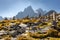 Aiguille du Grepon mountain summit ridge, rock field