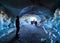 AIGUILLE DU MIDI, FRANCE - AUGUST 8, 2017: Alpinists arriving to Aiguille du Midi, Chamonix, France