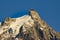 Aiguille du Midi in the light of the setting sun. Alps.