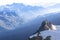 Aiguille du Midi from Mont-blanc du Tacul in the evening light in the French Alps, Chamonix Mont-Blanc, France