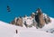 The Aiguille du Midi peak with Panoramic Mont-Blanc cable car. Chamonix, France, Europe.