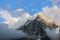 Aiguille du Midi sunset view from Chamonix Mont-Blanc in the French Alps, France