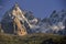 Aiguilles mountain range peaks and blue sky