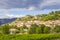 Aiguines village in the Provence-Alpes-CÃ´te d`Azur region in southeastern France.