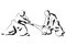 Aikido combat between athletes