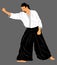 Aikido fighter illustration. Training action. Self defense.