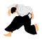 Aikido fighter  illustration. Training action. Self defense, defence art excercising concept. Aicido instructor demonstrate