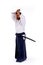 Aikido master with sword above his head