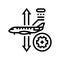aileron adjustment aircraft line icon vector illustration