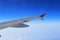 Ailerons and flaps tucked flat in airplane wing at cruise speed