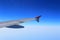 Ailerons and flaps tucked flat in airplane wing at cruise speed