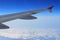 Ailerons and flaps tucked flat in airplane wing at cruise speed