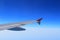 Ailerons and flaps tucked flat in airplane wing at cruise speed