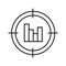 Aim on statistics diagram linear icon