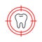 Aim on tooth linear icon