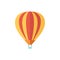 Air balloon with a basket tourist vehicle striped colorful flat vector isolated.