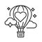 Air balloon black line icon. LGBT support. Rainbow free love. Human rights and tolerance. Sign for web page, mobile app, social