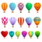 Air balloon icons set, cartoon style