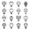 Air balloon icons set, outline style