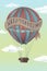 Air balloon illustration. Traveling postcard. Design for books and posters. Digital drawn. Vintage style. Keep traveling