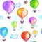 Air balloons artistic seamless pattern, painted image. Vector illustration