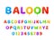 Air balloons font. Colored letters and numbers, party decorative glossy text, childish english alphabet, birthday and