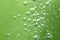 Air bubbles in liquid. Abstract green background. Macro