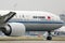 Air China airplane taxiing, close-up