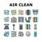 air clean fresh wind flow filter icons set vector