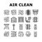 air clean fresh wind flow filter icons set vector