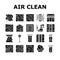 air clean fresh wind flow filter icons set vector