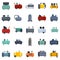 Air compressor icons set flat vector isolated